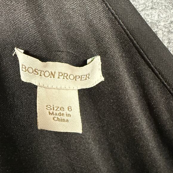 Boston Proper 6 Wrap Ruched Mini Sheath Dress Black V Neck Hourglass Sleeveless - Picture 7 of 10
